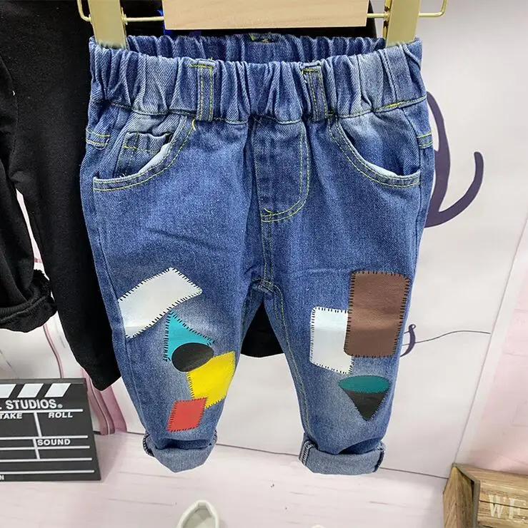 jeans Комплект одежды для маленьких мальчиков, детские толстовки и штаны, весенне-осенняя одежда, комплекты для мальчиков, комплект из 2 предметов, хлопковый комплект одежды для малышей 2-6 лет - Цвет: jeans