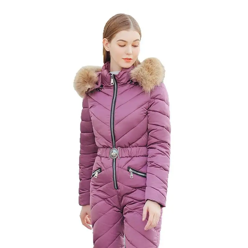 Россия Снежная одежда открытый цельный лыжный костюм женский зимний теплый комбинезон с капюшоном для улицы