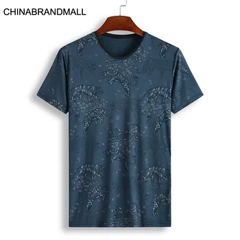 

2020 Men Printing Short Sleeve T Shirt Tide Fat Man Plus Fat Plus Size Loose Round Neck Half Sleeve
