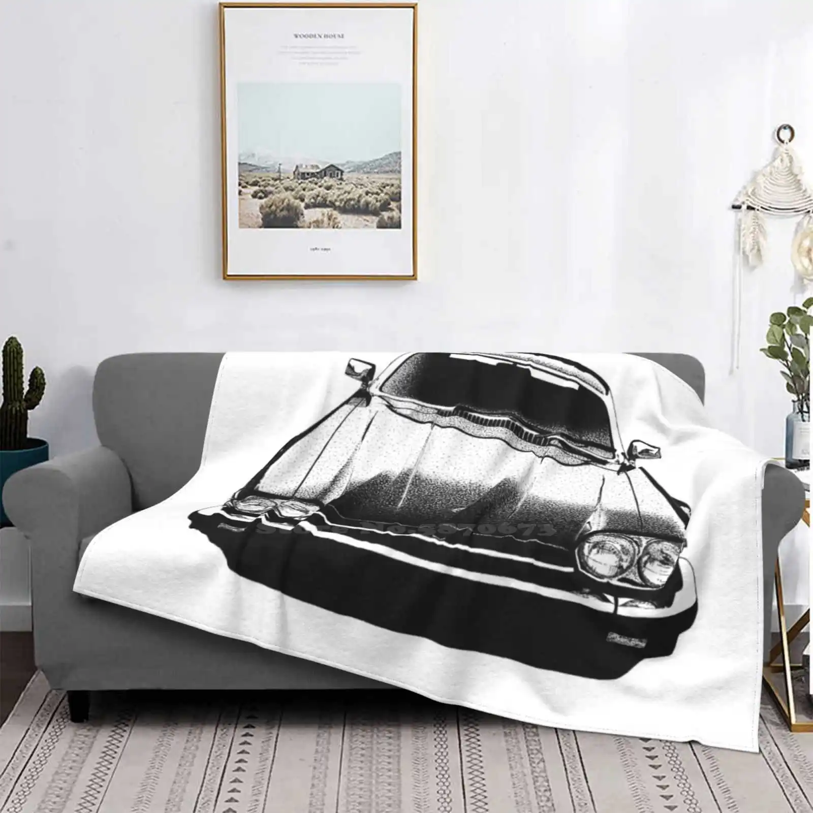 

Top Quality Comfortable Bed Sofa Soft Blanket Car Pen Ink Black White Sports Racing