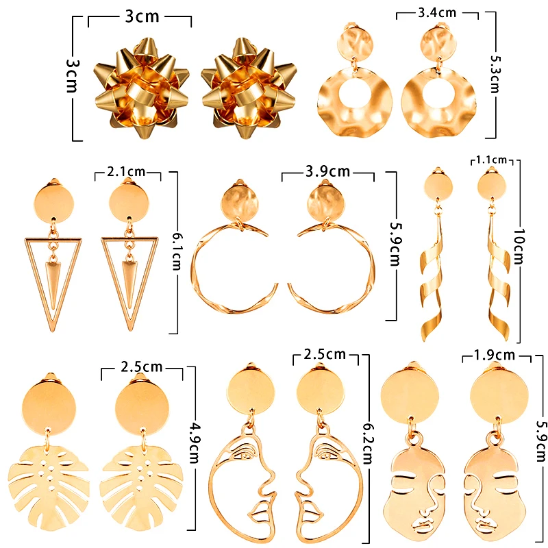 Популярные серьги, большие, женские, твердые, без кольца, серьги-клипсы, геометрические, золотые, металлические, серьги с подвеской, трендовые, модные ювелирные изделия