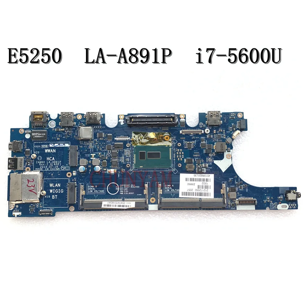NEW I7-5600U FOR Latitude E5250 Laptop Notebook Motherboard ZAM60 LA-A891P 4K00Y CN-01NVYD 1NVYD Mainboard 100%tested | Компьютеры и