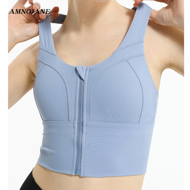 

Adjustable Sports Bra Zipper Crop Top Women Bralette Sport Running Fitness Clothing Yoga Gym Bras Sport Bh Push Up Tank Tops