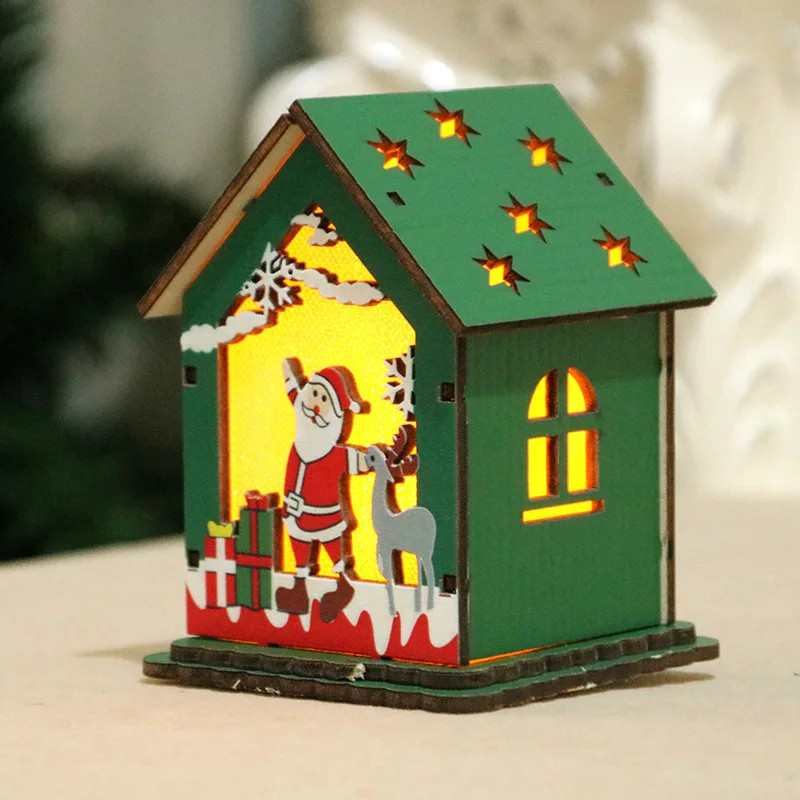 Мультяшный светодиодный светильник, снежный дом, деревянные украшения, декор для рождественской елки, сделай сам, подвесная подвеска, рождественские, новогодние, вечерние, для дома, Navidad, Декор - Цвет: Santa Clause Elk