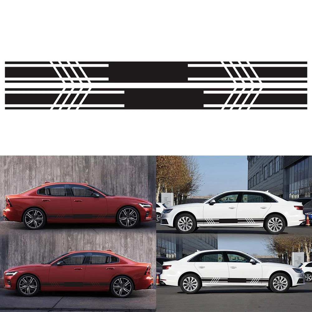 Car Stickers 2PCS Fun Sticker Car Vinyl Car Styling Side Stripes Skirt Sticker Decals Wraps Body Stickers Car Accessories