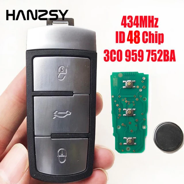 3 taste 434Mhz Smart Key Für VW Passat B6 3C B7 Magotan CC Für Volkswagen 3C  0 959 752 BA ID48 Chip Komplette Auto Remote Key - AliExpress