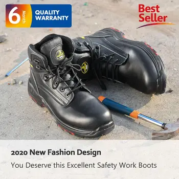 SAFETOE Safety Shoes Men's With Breathable Work Boots Safe Protective Steel Head Smashing Anti Puncture EEE+ Botas Hombre 6