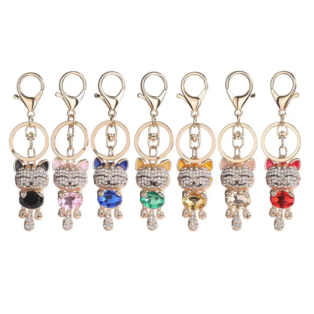Изысканные стразы кот обувь на высоком каблуке брелок кольцо для ключей с