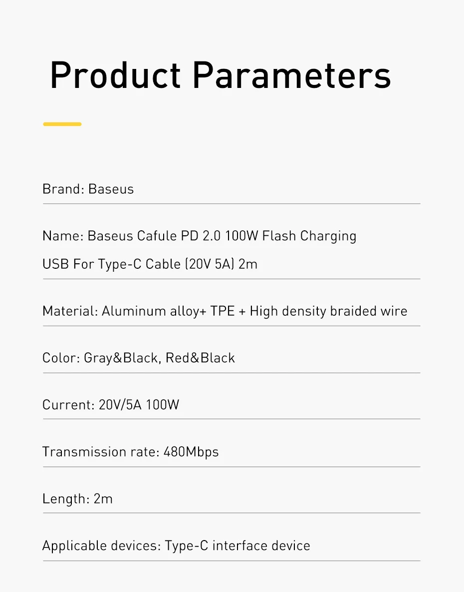 Кабель Baseus usb type-C-usb type-C 5А 100 Вт PD Quick Charge 4,0 кабель type-c для samsung Xiaomi Redmi Note 10 8 Pro Macbook