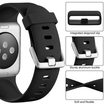 

Soft Silicone Replacement Sport Band For Iwatch Series1 2 3 42mm/38mm Wrist Bracelet Strap For Apple Sports Watches