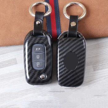 

Car Key Case Cover For Renault Fluence Duster Megane Kadjar Clio ABS Carbon Fiber Keychain Protective Shell Accessories