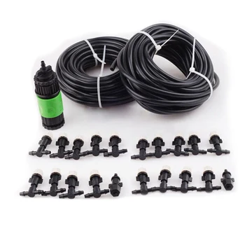 

67FT Outdoor Garden Patio Water Misting Cooling Irrigation System 20 Mist Nozzle For 1/2'' And 3/4'' Male Thread Water Faucet