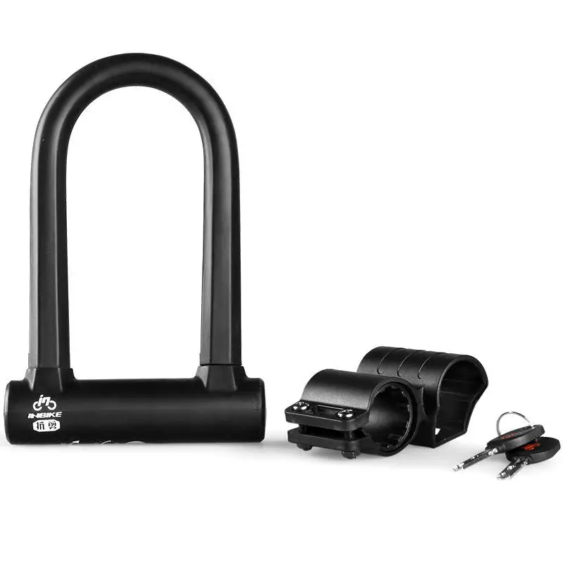 Black U-lock HobbyLane Противоугонный замок для велосипеда из нержавеющей стали, велосипедный замок, u-образный замок, MTB велосипедные аксессуары - Цвет: Black U-lock