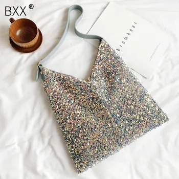 

[BXX] Luxury Sequins High Capacity Lady Crossbody Bags For Women 2020 Simple Shoulder Handbag Female Travel Cross Body Bag HM739