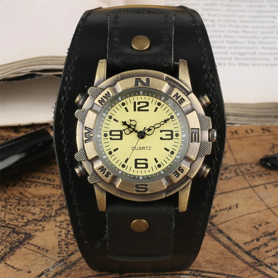 

Men Watches Punk Fashion Men's Leather Wristwatches Rock Cool Male Watch Quartz Movement Mens Watch reloj de hombres