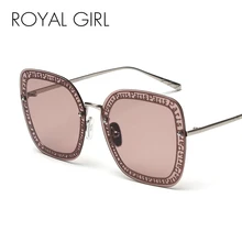 Королевская девушка новые женские квадратные солнцезащитные очки с надписью "Париж" Роскошные брендовые Металлические поляризованные Модные солнцезащитные очки ss344