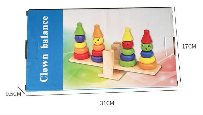 Wooden Toys Clown Balance Montessori Teaching Aids Family Clown Balance Building Blocks