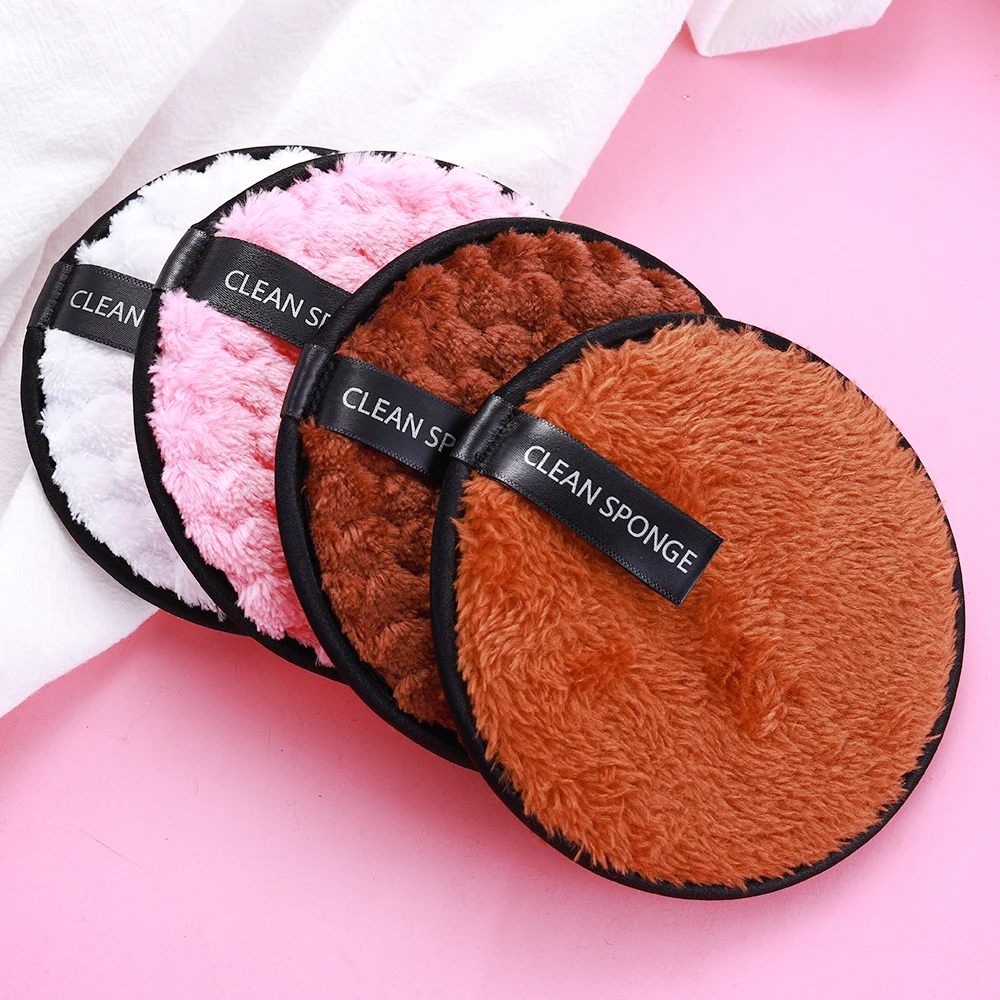 1 Pcs Reusable Makeup Remover Pads Pineapple Striped Puff Cotton Wipes Microfiber Make Up Removal Sponge Cotton Cleaning Tool