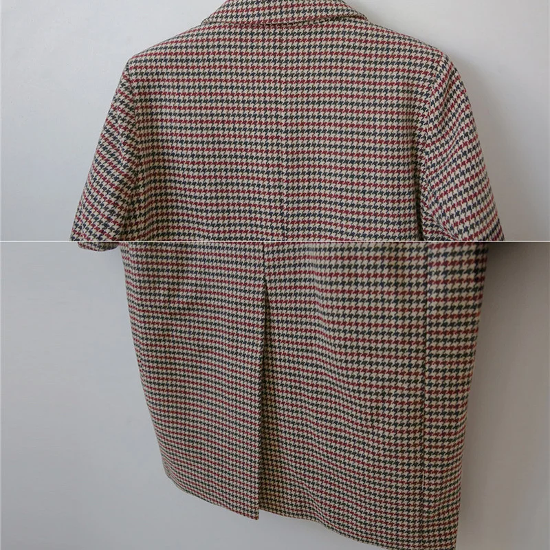 Женское новое двухстороннее шерстяное длинное клетчатое пальто из шерсти, офисная одежда, умная повседневная осенняя зимняя клетчатая куртка с длинным рукавом