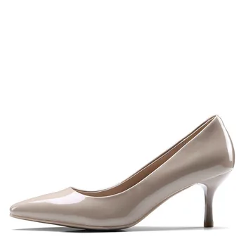 

YECHNE Woman Wine Red Pumps Fashion Apricot Pointed Toe Sexy High Heels Shoes Party Shallow Genuine Leather Wedding Pump