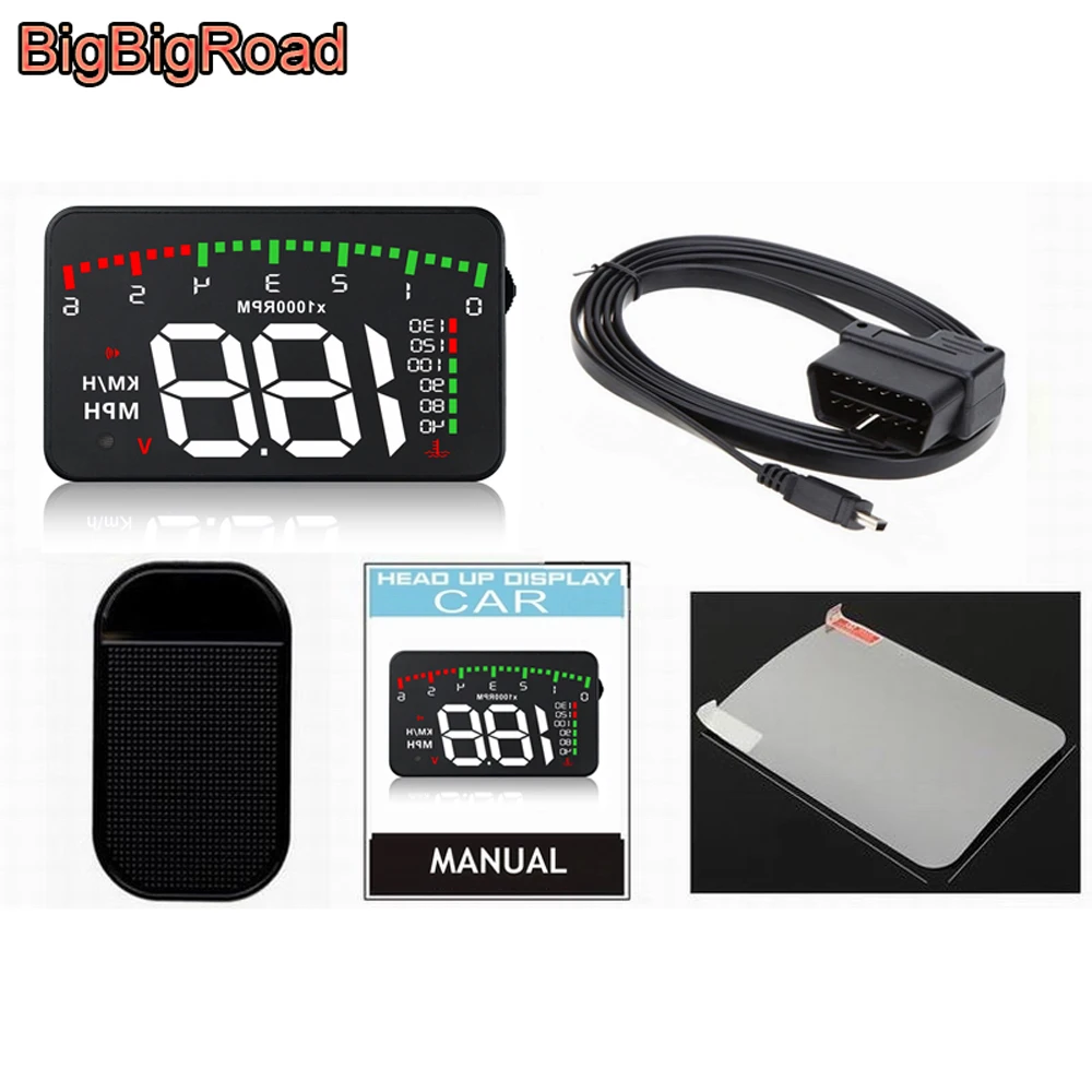 BigBigRoad Car Hud Display For Volkswagen Transporter T6 T-Cross Scirocco Phaeton EOS Taigun Windshield Projector Alarm System BigBigRoad Car Hud Display For Volkswagen Transporter T6 T-Cross Scirocco Phaeton EOS Taigun Windshield Projector Alarm System