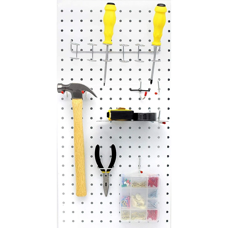 86 шт. Pegboard Крючки Органайзер ассортимент с металлическими крючками, Pegboard ящики и колышки замки