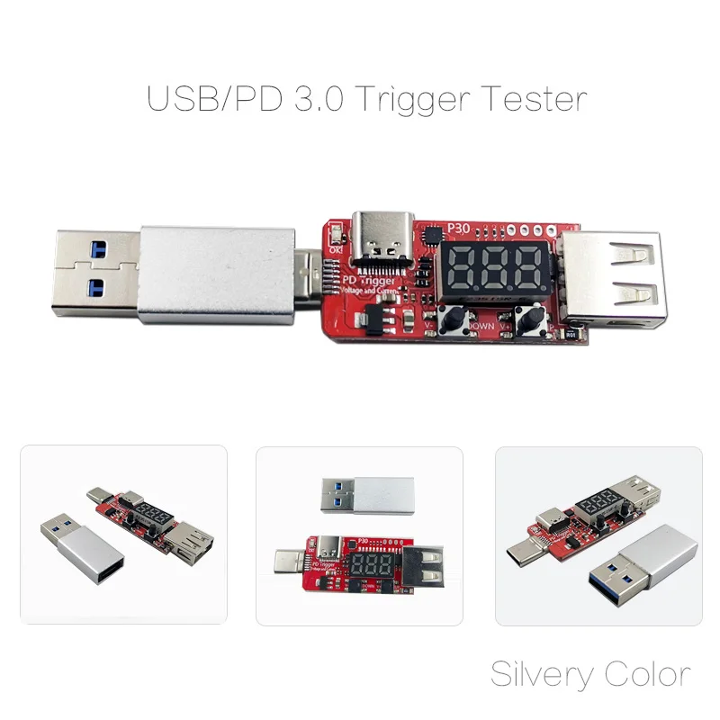 add Type-c adapter PD quick charge trigger цифровой измеритель напряжения тока Амперметр кулонометр зарядное устройство мобильный источник питания тип-c usb тестер детектор - Цвет: add Type-c adapter