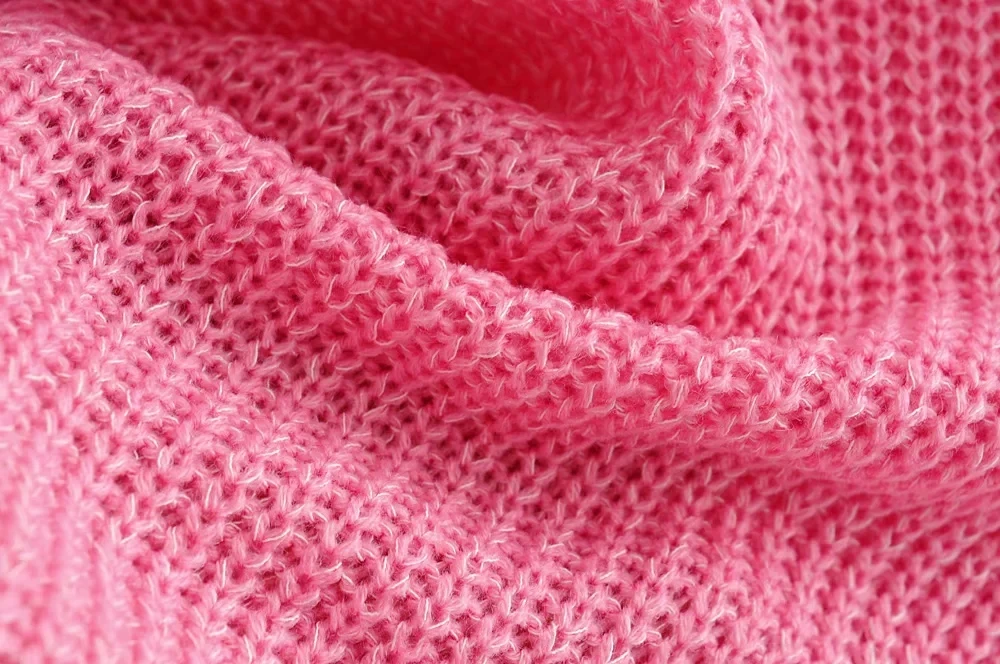 Зимний теплый Свободный вязаный толстый свитер женский пуловер Za один размер Высокий воротник широкий рукав шикарный женский Повседневный свитер розовый femme