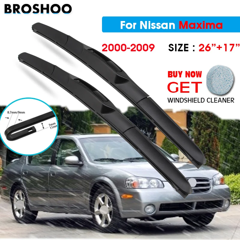 

Щетка стеклоочистителя для Nissan Maxima 26 "+ 17" 2000-2009 лобовое стекло Стеклоочистители Лезвия для мытья окон подходят U Hook Arms