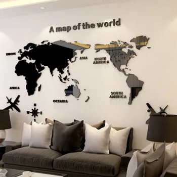 

Acrylic 3D Map Of World Smooth Solid Crystal Wall Sticker Home Office Decor FPing
