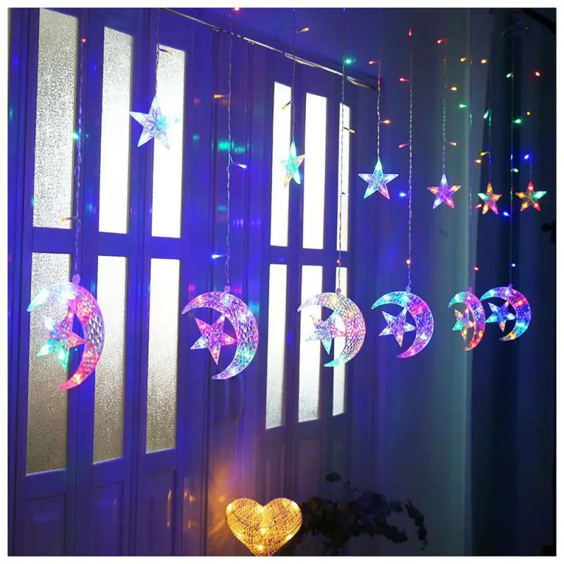 Newly LED String Light Star/moon-shaped Decorative Lamps For Curtain, Background Wall, Home Decor