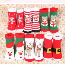 1 пара Хлопковых Носков для малышей рождественские дизайнерские носки-тапочки детские короткие носки с Санта-Клаусом Снежинка Лось носок мишка