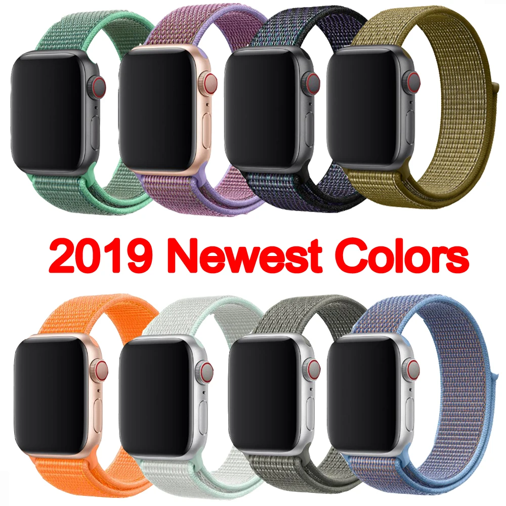 38 мм 42 40 44 ремешок для apple watch series 1 2 3 тканый нейлоновый iWatch 4 5 с красочным узором