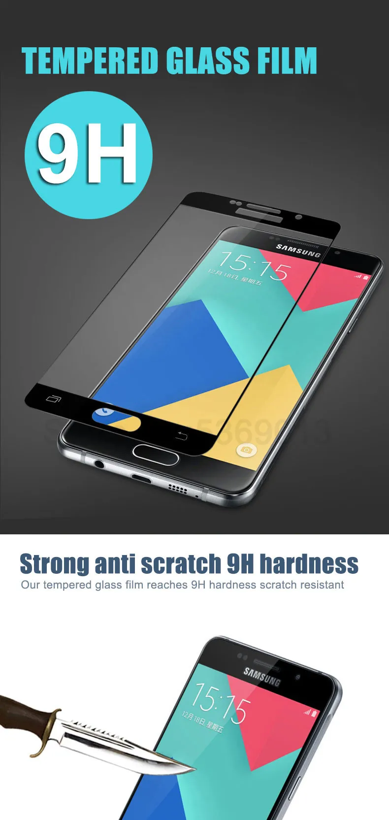 9D полное покрытие из закаленного стекла для Samsung Galaxy A3 A5 A7 J3 J5 J7 Защитная пленка для экрана