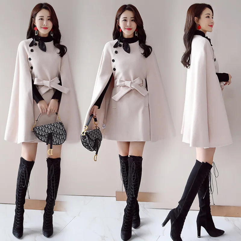 Woolen Jacket Women's Autumn And Winter New Style Korean-style WOMEN'S Wear Solid Color Simple Trend Elegant Versatile Cloa