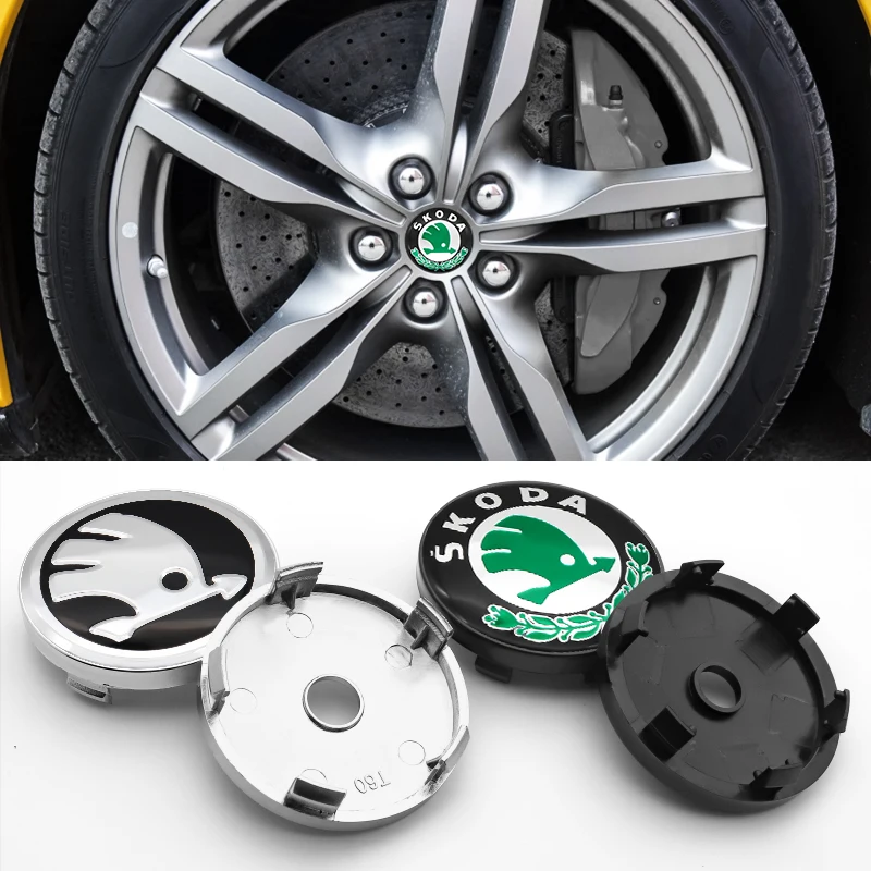 

4PCS 56mm and 60mm ABS Plastic Hubcap Cover logo Car Wheel Center Rim Hub Caps and stickers for SKODA- Citigo Fabia SCALA