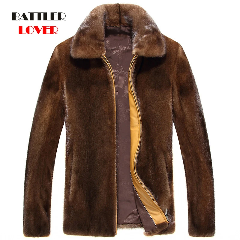 Fashion Men Mink Fur Coat Men Autumn Jackets Winter Warm Soft Real Fur Business Jacket Men