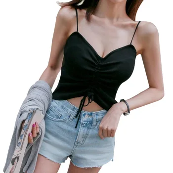 

Women's 2020 Summer Sexy V-neck Base Shirt Solid Color Clothes Ladies Sling Bottoming Tank Tops Female