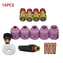 

16pcs TIG Welding Torch Stubby Gas Lens TIG Collets Kit Collet Body Nozzle Suiatble For WP 17/18/26​ TIG Welding Torch