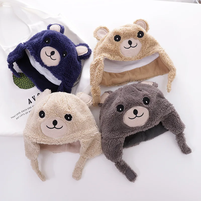 

Winter Children Cute Bear Plush Ear Warm Hat Korean Version Cap