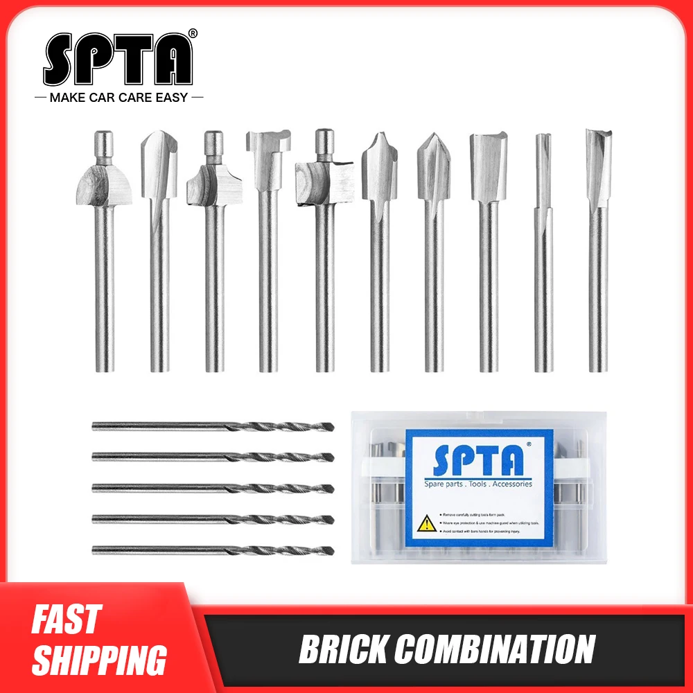 SPTA 10 шт. HSS Routing карбидные наконечники для гравировки и 5 сверло 1/8 &quot(3 мм) набор с