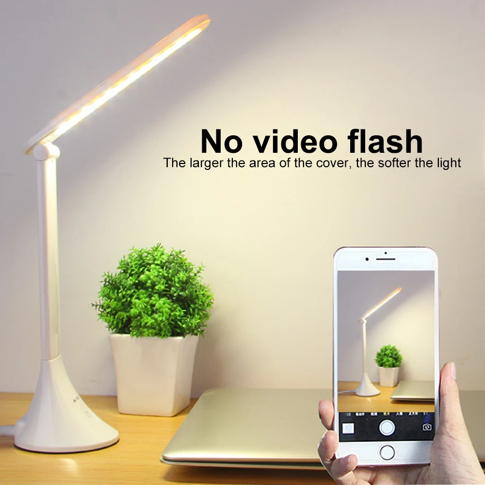 

Junejour LED Table Desk Light Touching 3 Level Dimmable USB Folding Lamp Eye Protection