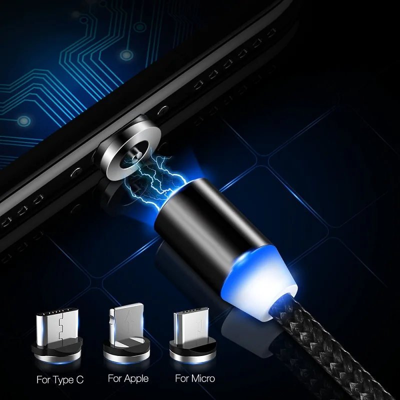 Магнитный кабель Micro USB 1 м для iPhone Samsung Android быстрая зарядка Type C зарядный провод