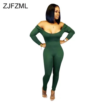 

Solid Color Sexy Rompers Womens Jumpsuit Casual Scoop Neck Long Sleeve Skinny Bodysuit Autumn Winter Backless Club Party Overall