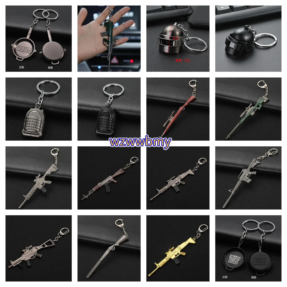 2021Game PUBG Playerunknown's Battlegrounds Weapons Gum Model Keychain Metal Alloy Keyring Holder For Souvenir Cosplay Props | Украшения