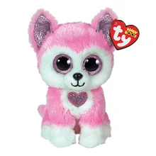

15CM Ty Beanie Hunk Sparkly Glitter Eyes Pink Valentine Husky Cute Plush Stuffed Animals Toy Doll Birthday Gift For Children