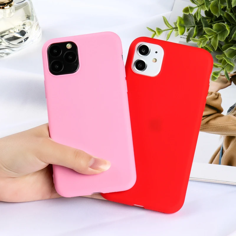 Чехол конфетного цвета для iPhone 7 8 X 6S 6 Plus 12 Mini Pro Max 11 Мягкий матовый силиконовый