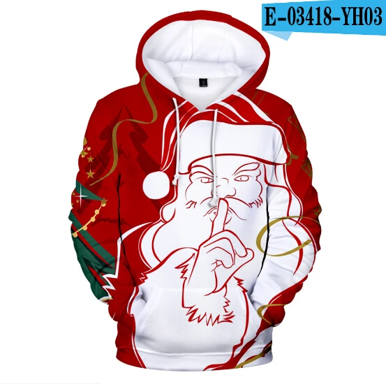 new happy Christmas 3D Hoodies for children's long sleeve autumn warm pullovers Santa Claus youth 3D high quality tops - Цвет: color at picture