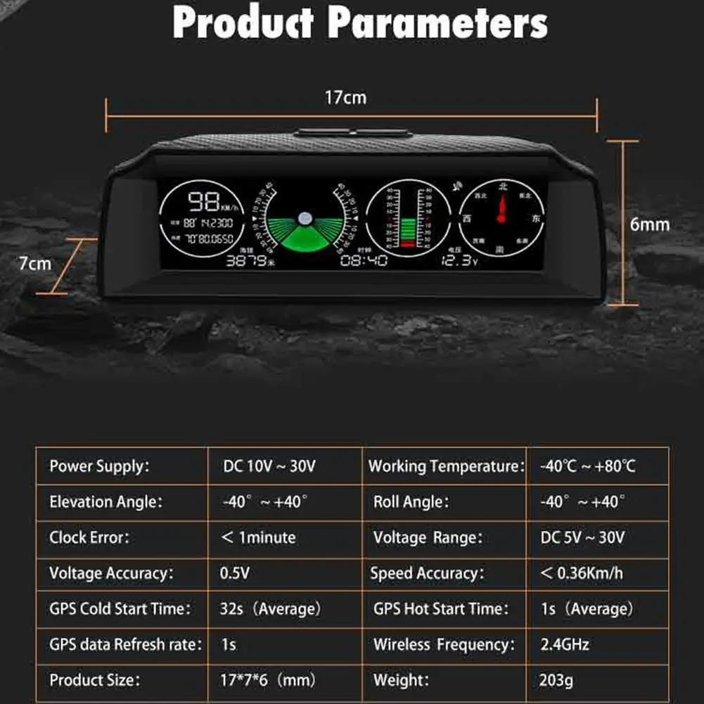  Auto GPS Digitale Neigungsmesser Tilt Gauge Geschwindigkeit Display Höhe Anzeige Hang Meter Für Aut