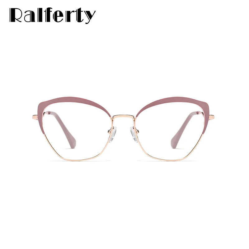 Ralferty розовые очки Женская оправа металлические очки очки Glases Zero No Diopter оправы для оптических линз F95546